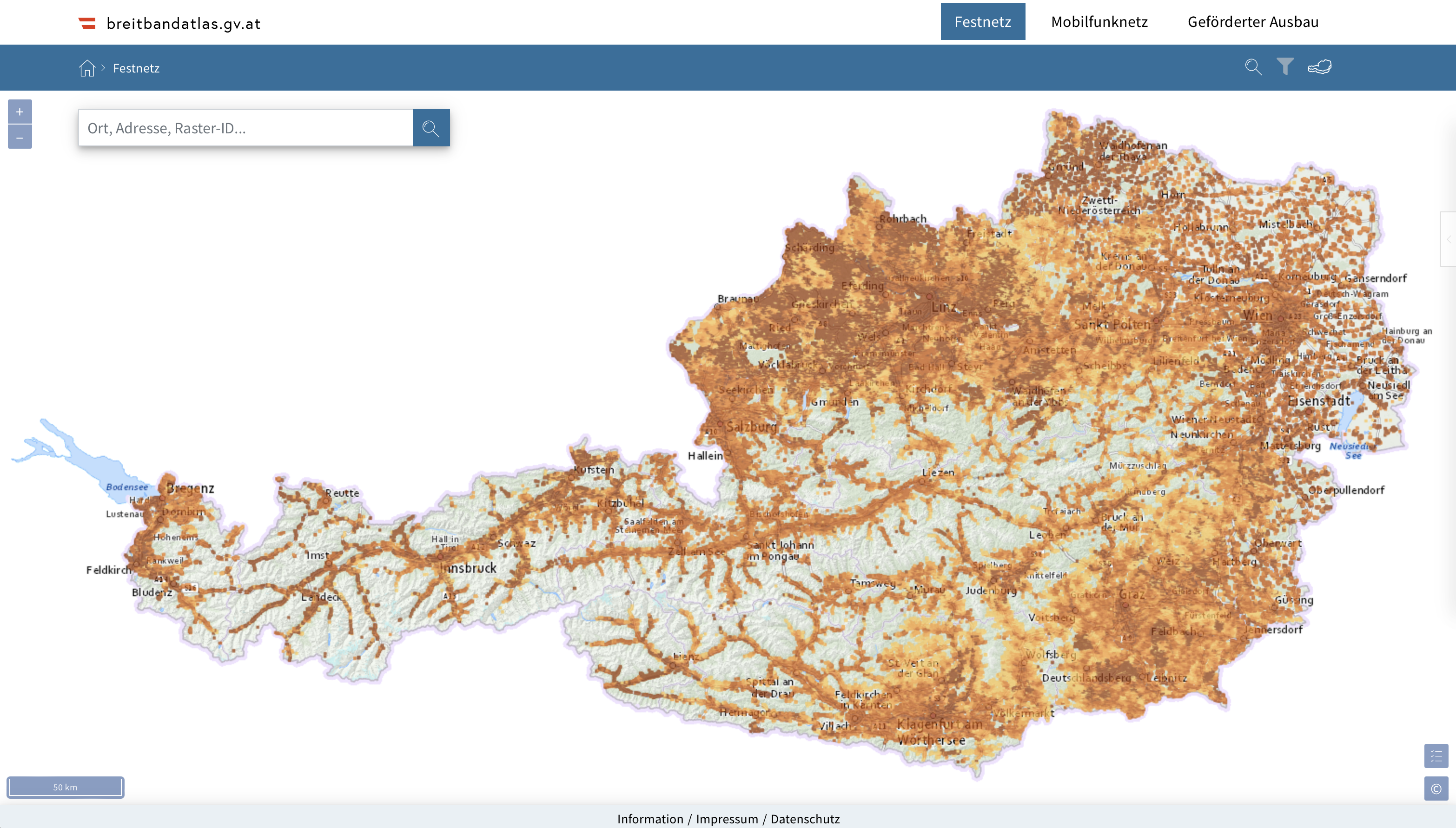 Einstiegsseite des Breitbandatlas